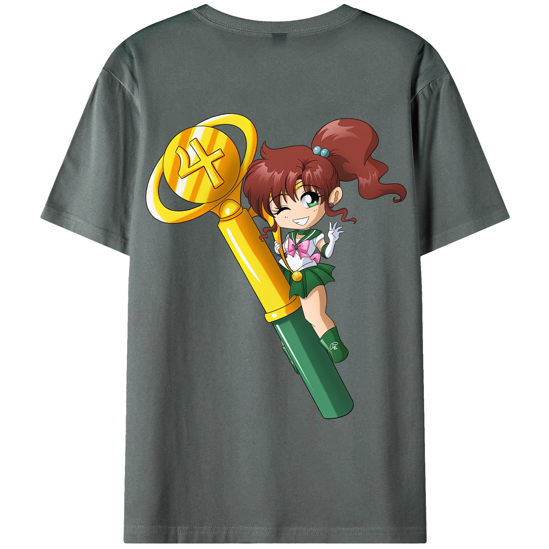 （画像用） 美少女戦士セーラームーン 木野 まこと きの まこと Sailor Moon Kino Makoto （セーラージュピター；Sailor Jupiter） 綿100％ メンズ半袖Tシャツ（バックプリント） 通気性